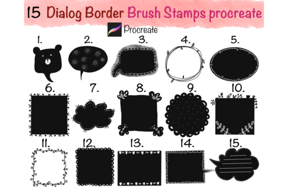 15 Borders Brush Stamps for Procreate