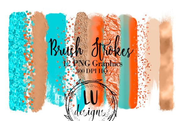 Beach Brush Strokes Glitter Clipart