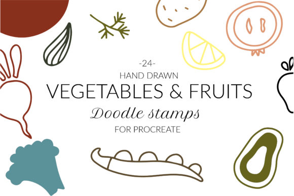 Doodle Abstract Veggies & Fruit Stamps