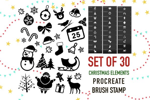 Enhancing Digital Holiday Art with the Christmas Element Stamp Brush Procreate Collection