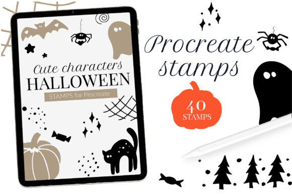 Halloween Stamps for Procreate: 42 Hand-Drawn Assets