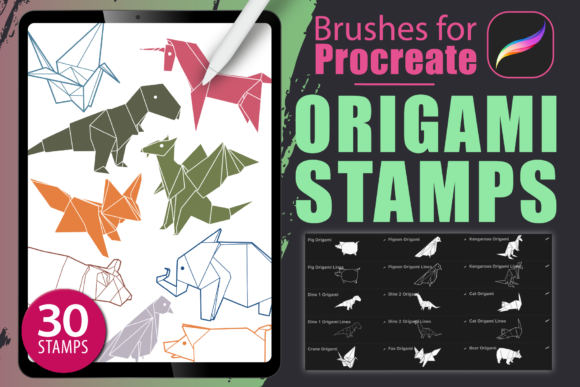 Procreate - Origami Stamps: Elevating Digital Design with Paper-Folded Aesthetics
