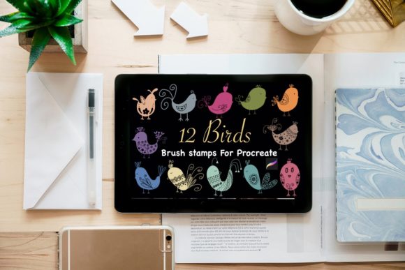 Strategic Visual Communication with 12 Birds Brush Stamps for Procreate